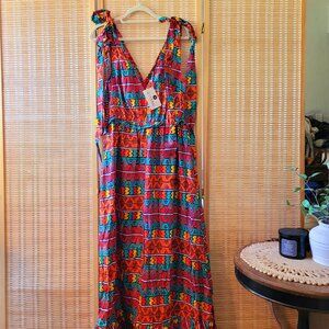 DI YANU African Print Tropical Maxi Dress